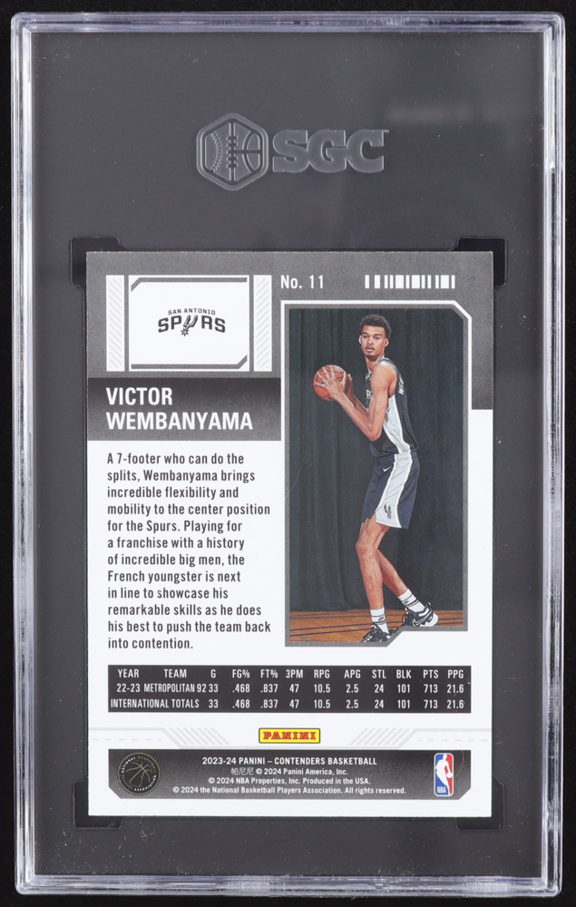 Victor Wembanyama 2023-24 Panini Contenders #11 RC (SGC 10) at PristineAuction.com Victor Wembanyama 2023-24 Panini Contenders #11 RC (SGC 10) at PristineAuction.com