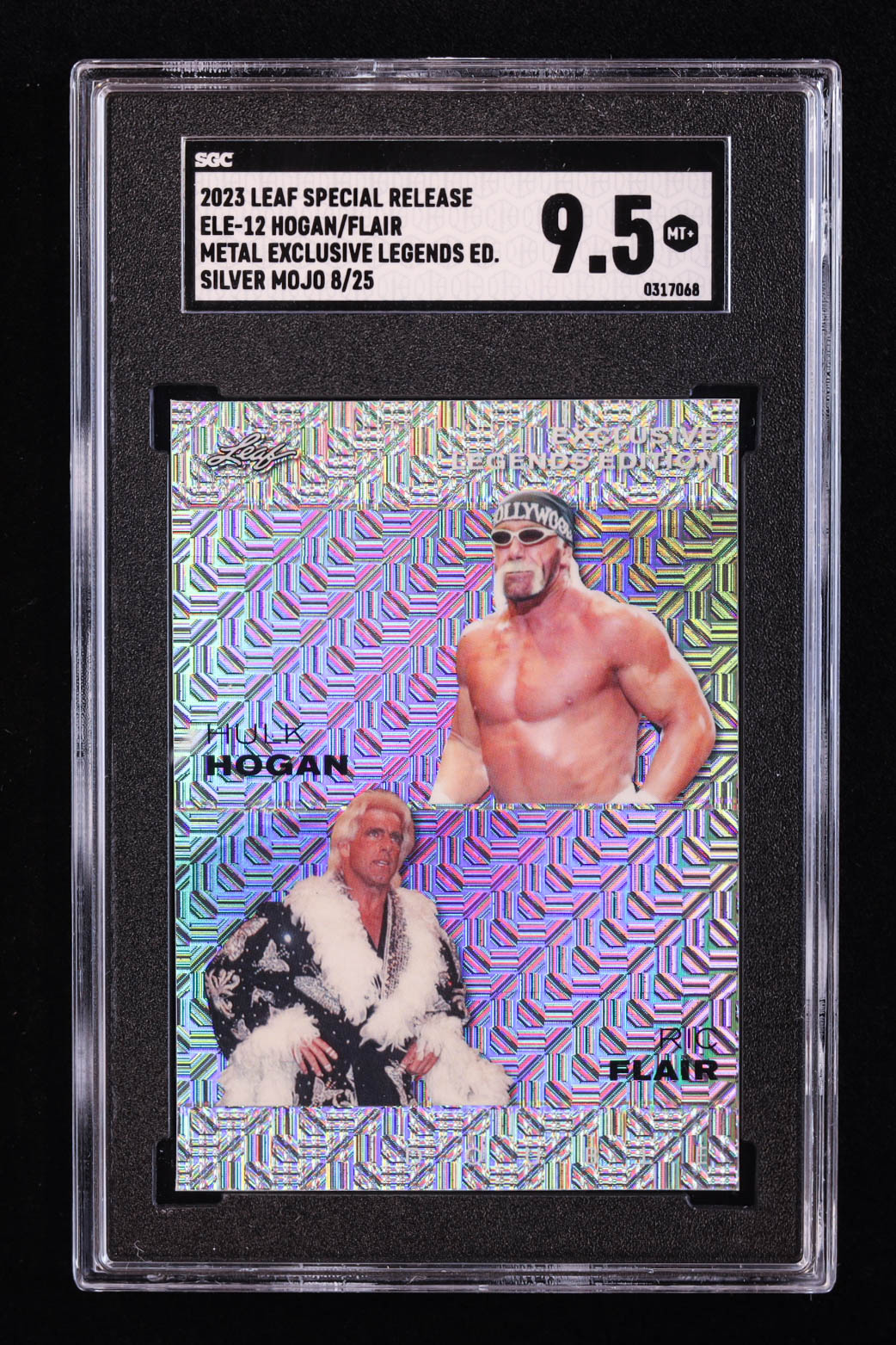 Hulk Hogan / Ric Flair 2023 Leaf Special Release Exclusive Legends Edition Double Mojo Silver #ELE12 #8/25 (SGC 9.5) at PristineAuction.com Hulk Hogan / Ric Flair 2023 Leaf Special Release Exclusive Legends Edition Double Mojo Silver #ELE12 #8/25 (SGC 9.5) at PristineAuction.com
