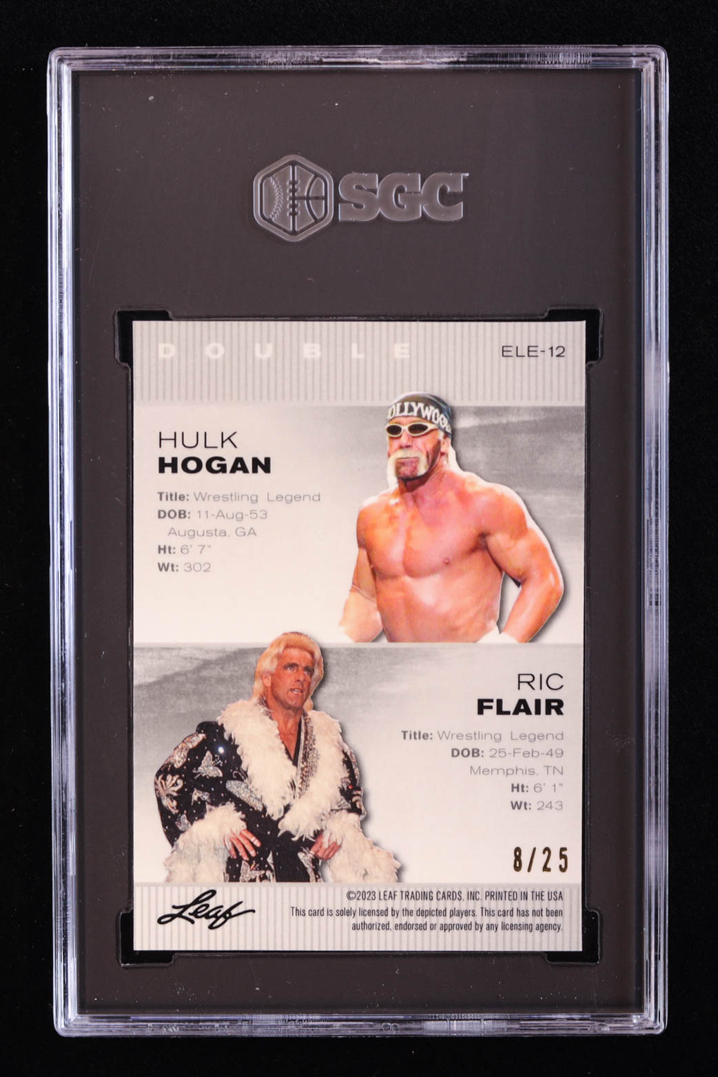 Hulk Hogan / Ric Flair 2023 Leaf Special Release Exclusive Legends Edition Double Mojo Silver #ELE12 #8/25 (SGC 9.5) at PristineAuction.com Hulk Hogan / Ric Flair 2023 Leaf Special Release Exclusive Legends Edition Double Mojo Silver #ELE12 #8/25 (SGC 9.5) at PristineAuction.com
