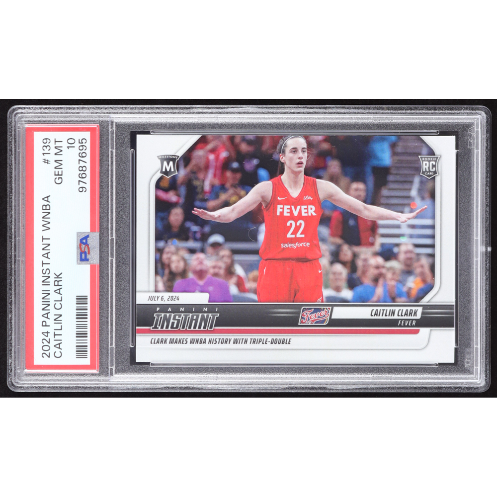 Caitlin Clark 2024 Panini Instant WNBA #139 RC (PSA 10) at PristineAuction.com