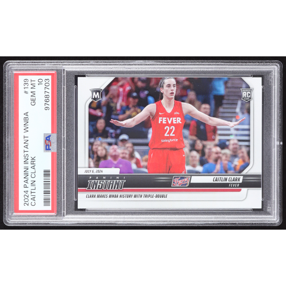 Caitlin Clark 2024 Panini Instant WNBA #139 RC (PSA 10) at PristineAuction.com