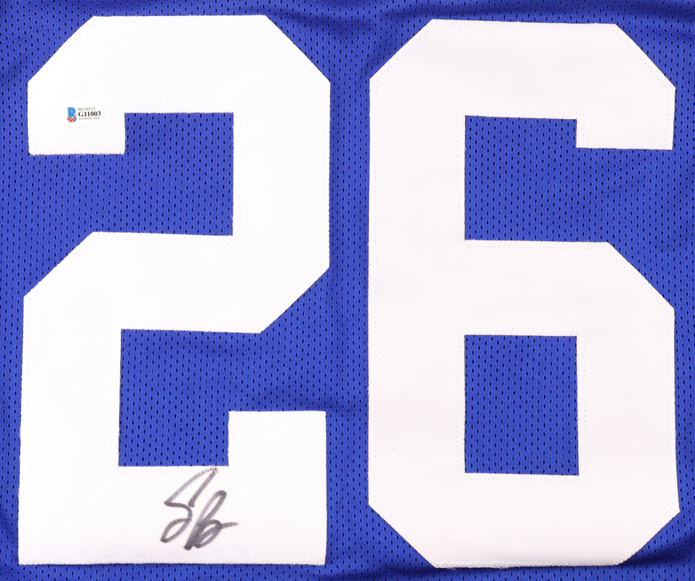 Saquon Barkley Signed Jersey (Beckett) at PristineAuction.com Saquon Barkley Signed Jersey (Beckett) at PristineAuction.com