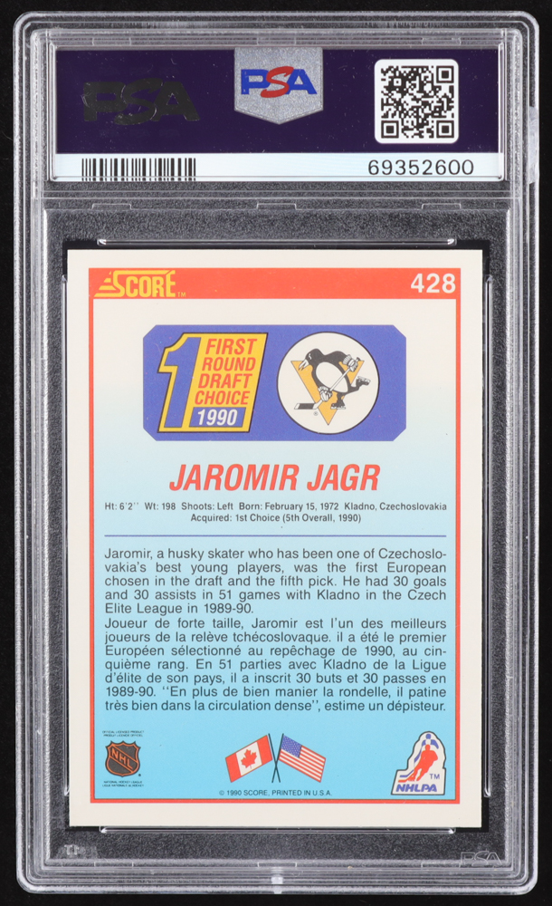 Jaromir Jagr 1990-91 Score Canadian #428 RC (PSA 10) at PristineAuction.com Jaromir Jagr 1990-91 Score Canadian #428 RC (PSA 10) at PristineAuction.com