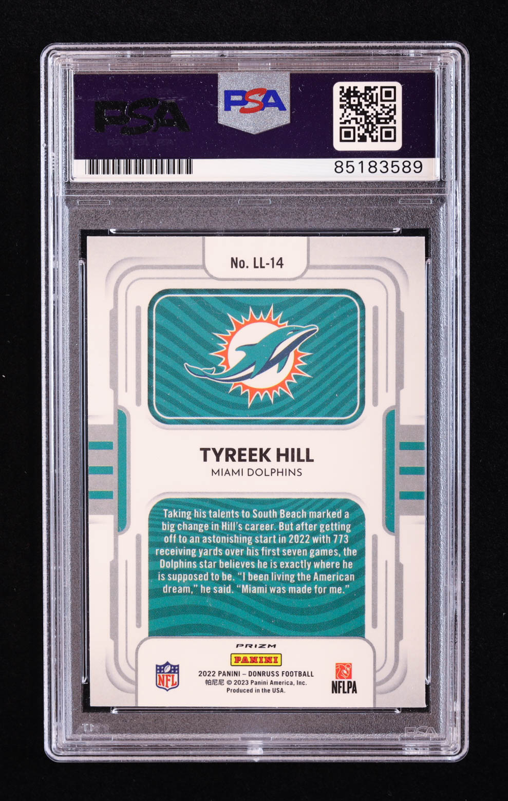 Tyreek Hill Signed 2022 Donruss Optic Legendary Logos #14 (PSA) at PristineAuction.com Tyreek Hill Signed 2022 Donruss Optic Legendary Logos #14 (PSA) at PristineAuction.com