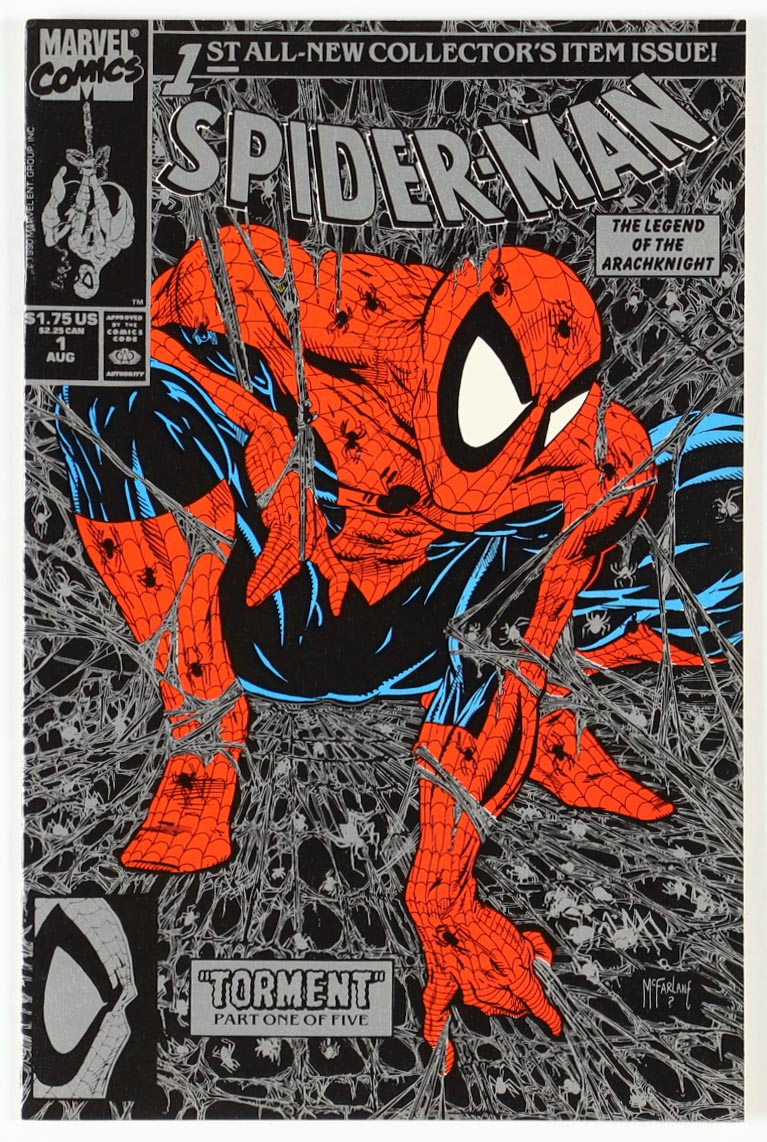 1990 "Spider-Man" Issue #1 Silver Variant Marvel Comic Book at PristineAuction.com 1990 "Spider-Man" Issue #1 Silver Variant Marvel Comic Book at PristineAuction.com