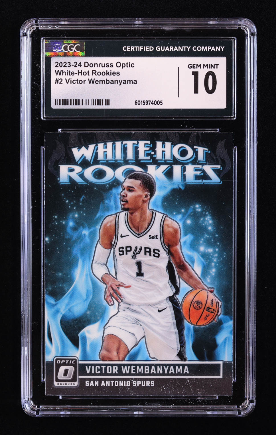 Victor Wembanyama 2023-24 Donruss Optic White Hot Rookies #2 RC (CGC 10) at PristineAuction.com Victor Wembanyama 2023-24 Donruss Optic White Hot Rookies #2 RC (CGC 10) at PristineAuction.com