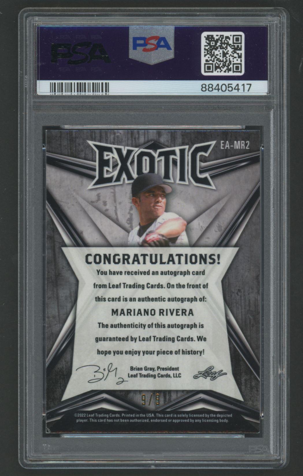 Mariano Rivera 2022 Leaf Exotic Zebra Autograph #EAMR2 #9/9 (PSA 9) at PristineAuction.com Mariano Rivera 2022 Leaf Exotic Zebra Autograph #EAMR2 #9/9 (PSA 9) at PristineAuction.com