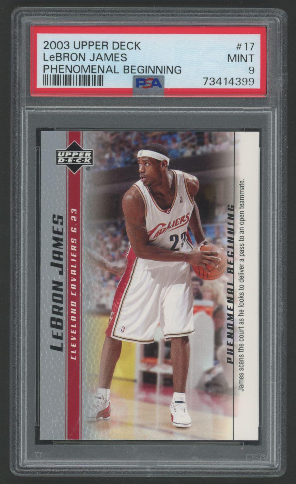 LeBron James 2003-04 Upper Deck Phenomenal Beginning LeBron James #17 RC (PSA 9) at PristineAuction.com LeBron James 2003-04 Upper Deck Phenomenal Beginning LeBron James #17 RC (PSA 9) at PristineAuction.com