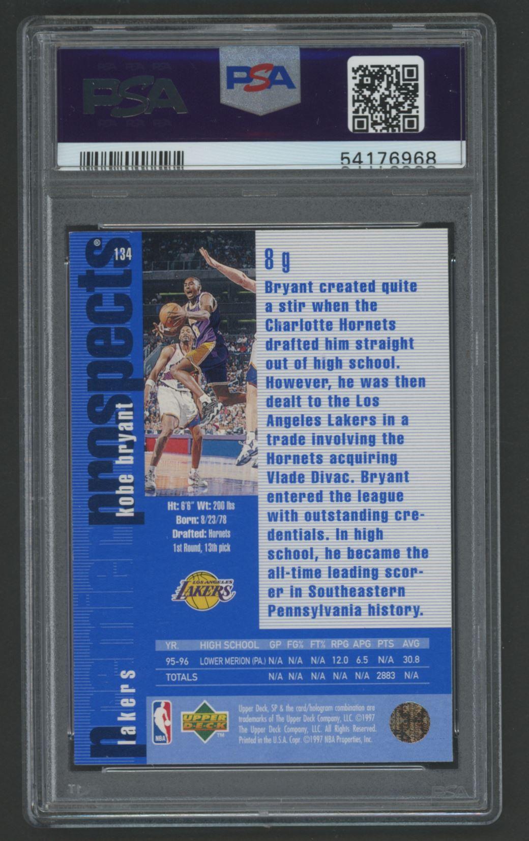 Kobe Bryant 1996-97 SP #134 RC (PSA 9) at PristineAuction.com Kobe Bryant 1996-97 SP #134 RC (PSA 9) at PristineAuction.com