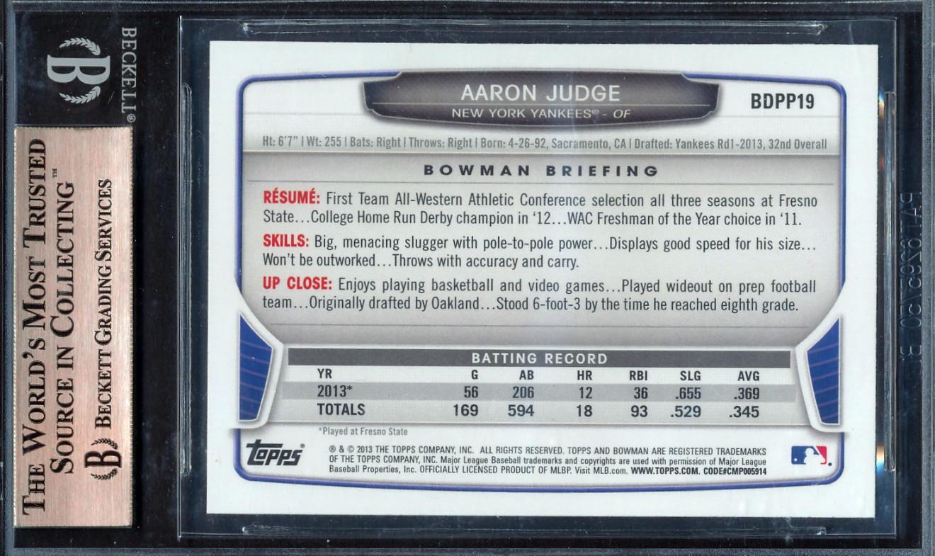 Aaron Judge 2013 Bowman Draft Draft Picks #BDPP19 (BGS 9.5) at PristineAuction.com Aaron Judge 2013 Bowman Draft Draft Picks #BDPP19 (BGS 9.5) at PristineAuction.com