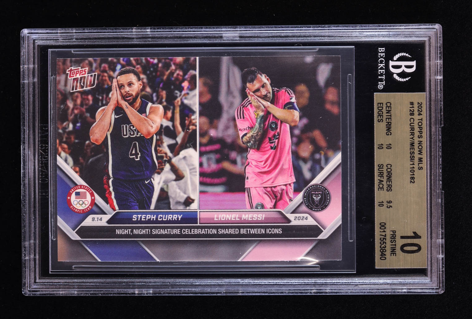 Steph Curry / Lionel Messi 2024 Topps Now MLS #128 (BGS 10) at PristineAuction.com Steph Curry / Lionel Messi 2024 Topps Now MLS #128 (BGS 10) at PristineAuction.com