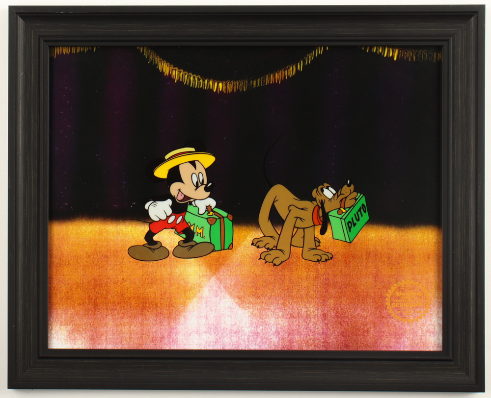 Disney "Mickey Mouse & Pluto" LE Custom Framed Two-Piece Animation Cel with Official Disney Seal at PristineAuction.com Disney "Mickey Mouse & Pluto" LE Custom Framed Two-Piece Animation Cel with Official Disney Seal at PristineAuction.com