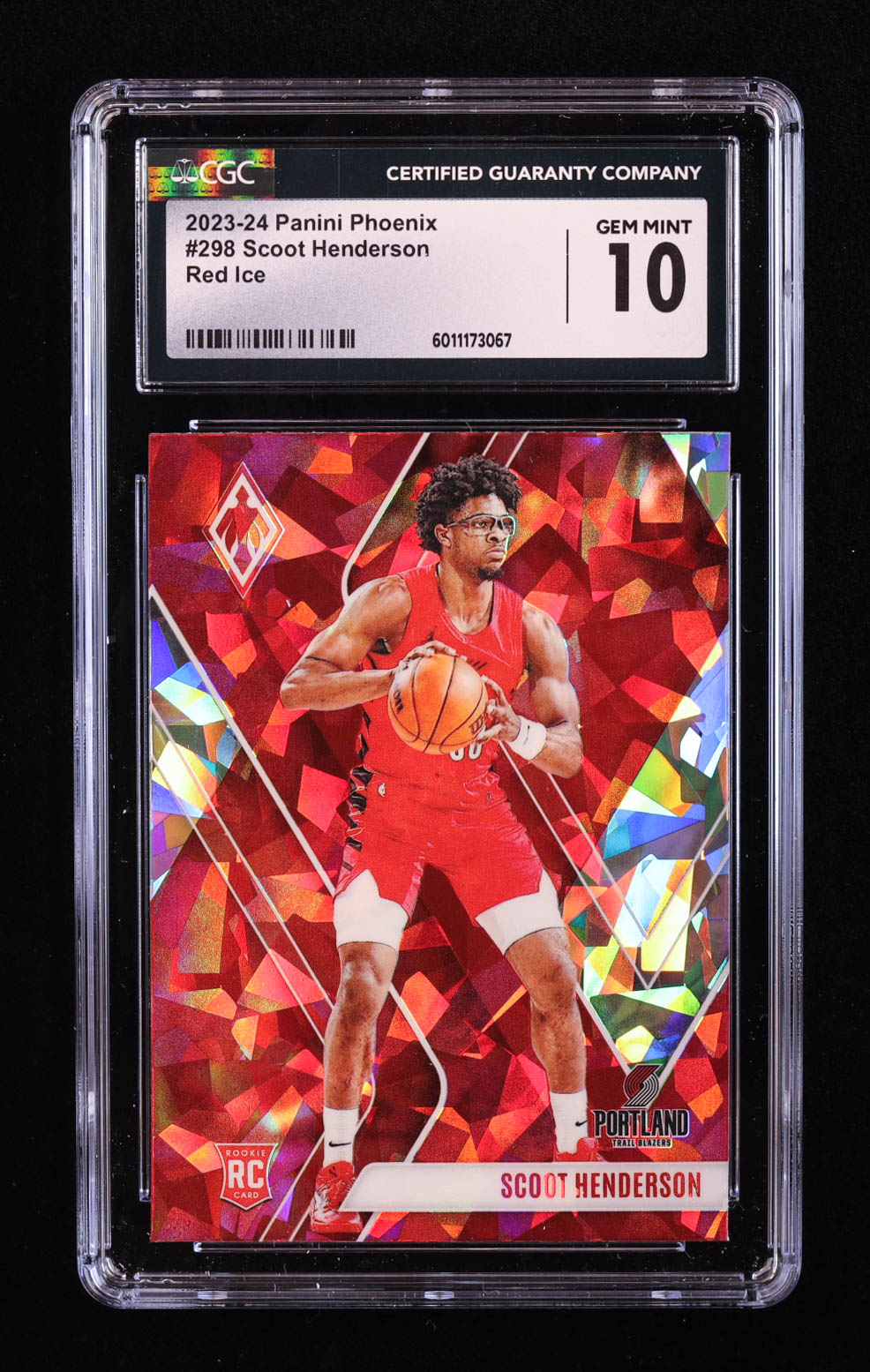 Scoot Henderson 2023-24 Panini Phoenix Red Ice #298 RC (CGC 10) at PristineAuction.com Scoot Henderson 2023-24 Panini Phoenix Red Ice #298 RC (CGC 10) at PristineAuction.com