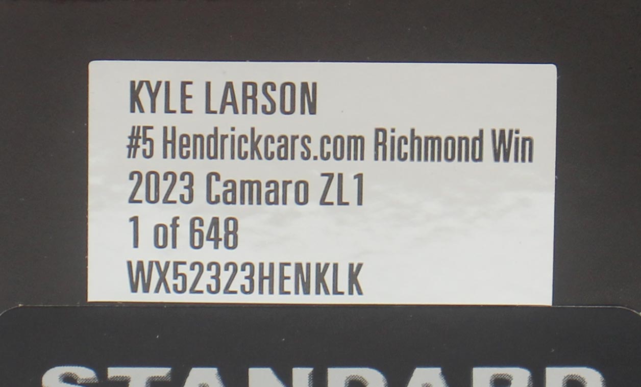Kyle Larson Signed #5 Hendrickcars.com Richmond Win | 2023 Camaro ZL1 | 1:24 Diecast Car (PA) at PristineAuction.com Kyle Larson Signed #5 Hendrickcars.com Richmond Win | 2023 Camaro ZL1 | 1:24 Diecast Car (PA) at PristineAuction.com