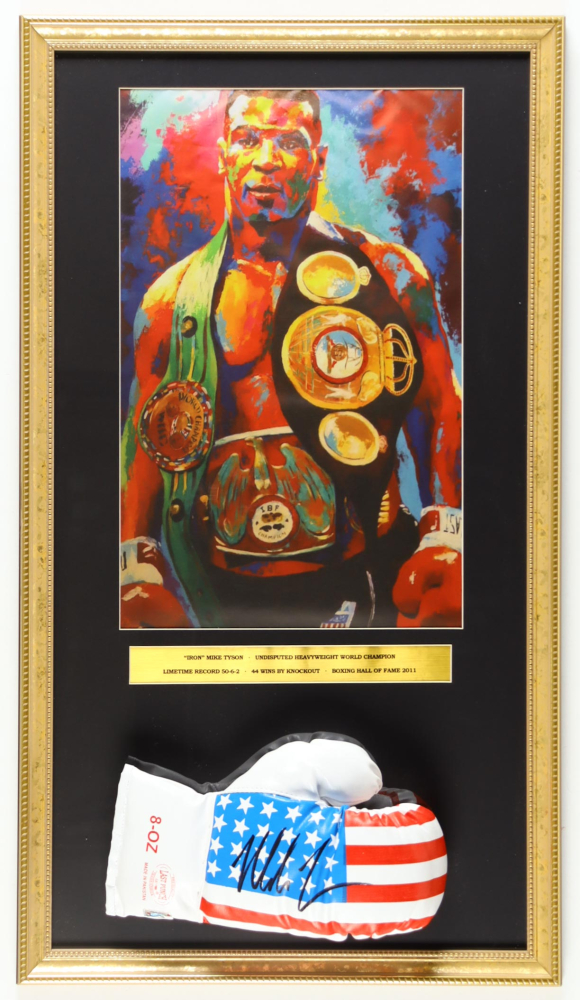 Mike Tyson Signed Custom Framed USA Boxing Glove Display With Art Print ...