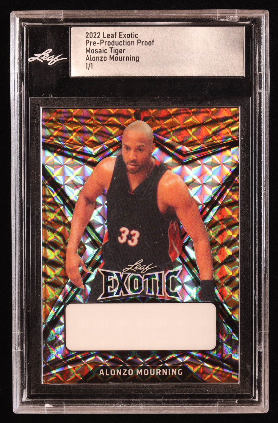 Alonzo Mourning 2022 Leaf Exotic Mosaic Tiger Pre-Production Proof #1/1 (Leaf) at PristineAuction.com Alonzo Mourning 2022 Leaf Exotic Mosaic Tiger Pre-Production Proof #1/1 (Leaf) at PristineAuction.com