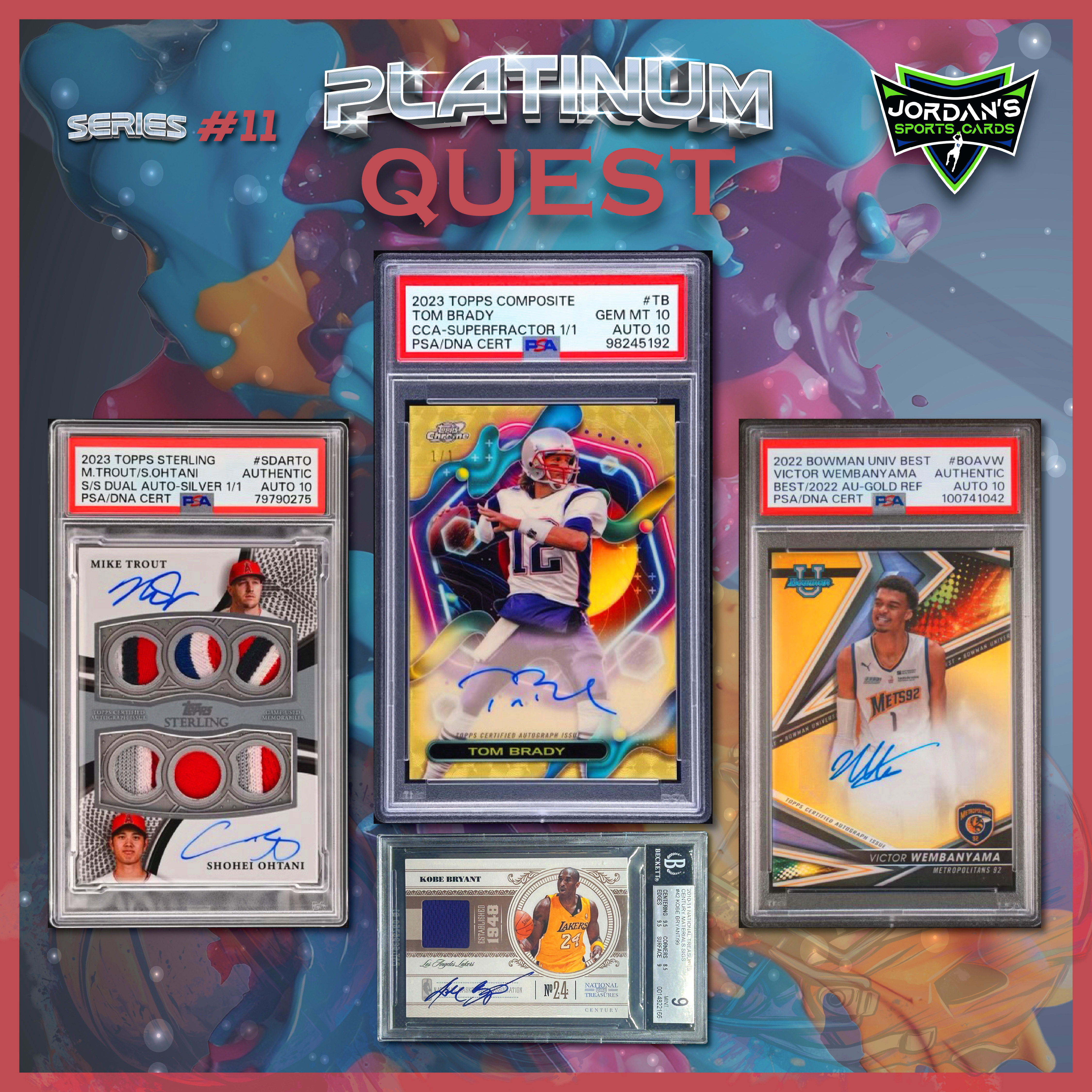 Platinum Quest Series 11 Sports Card Pack Mystery Box Presented by Jordan's Sports Cards - (1) Graded PSA, BGS, or SGC Card Per Pack at PristineAuction.com Platinum Quest Series 11 Sports Card Pack Mystery Box Presented by Jordan's Sports Cards - (1) Graded PSA, BGS, or SGC Card Per Pack at PristineAuction.com