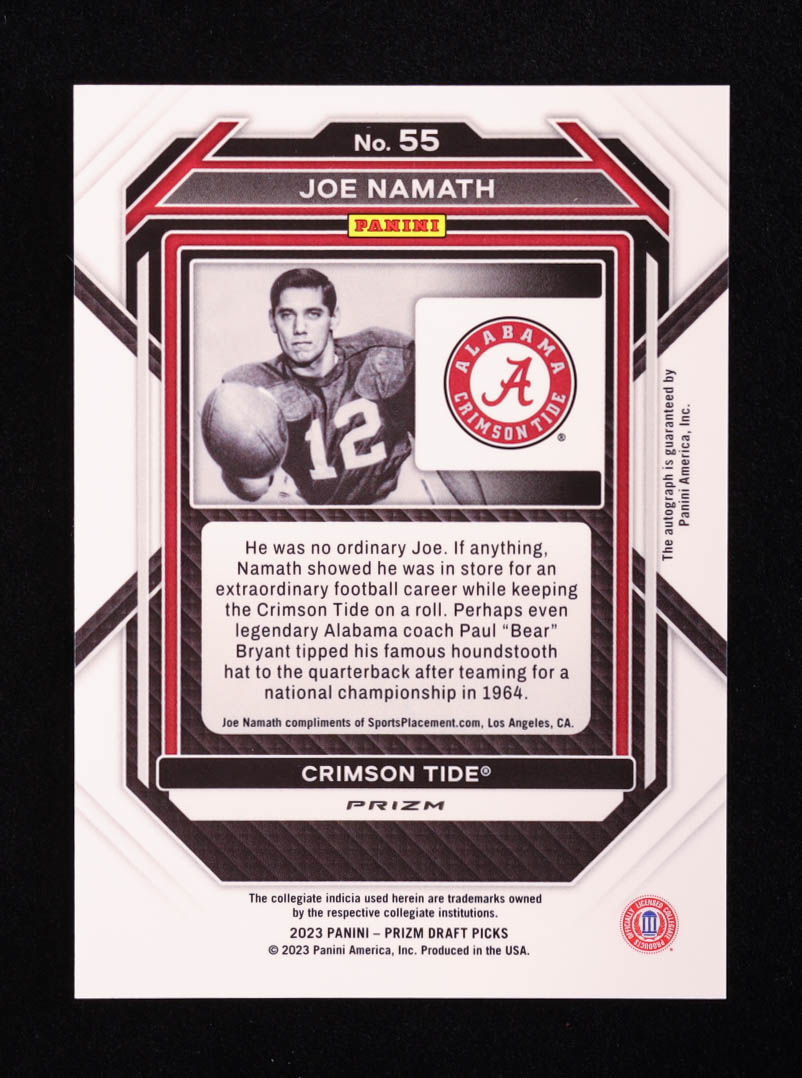 Joe Namath 2023 Panini Prizm Draft Picks Prizms Silver Autographs #55 at PristineAuction.com Joe Namath 2023 Panini Prizm Draft Picks Prizms Silver Autographs #55 at PristineAuction.com