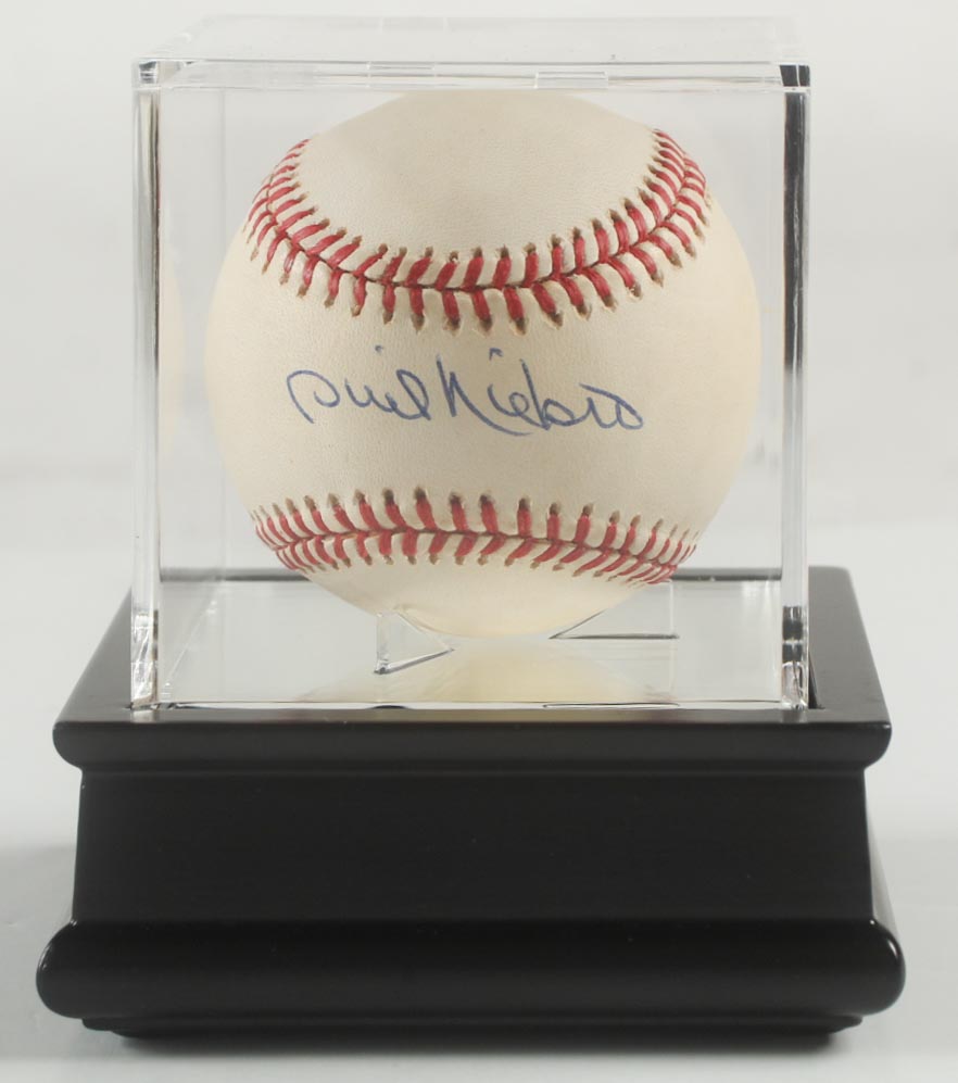 Phil Niekro Signed ONL Baseball With Wood Display Case (PSA) at PristineAuction.com Phil Niekro Signed ONL Baseball With Wood Display Case (PSA) at PristineAuction.com