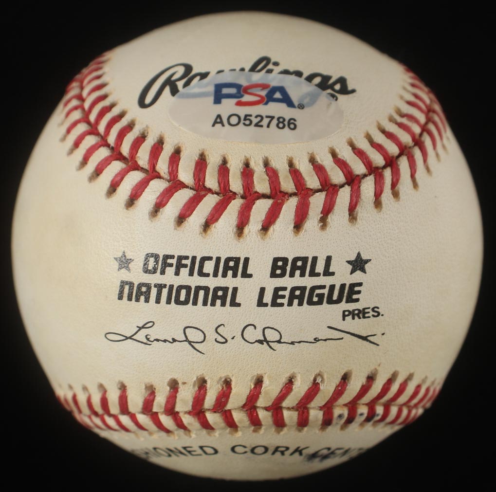 Phil Niekro Signed ONL Baseball With Wood Display Case (PSA) at PristineAuction.com Phil Niekro Signed ONL Baseball With Wood Display Case (PSA) at PristineAuction.com