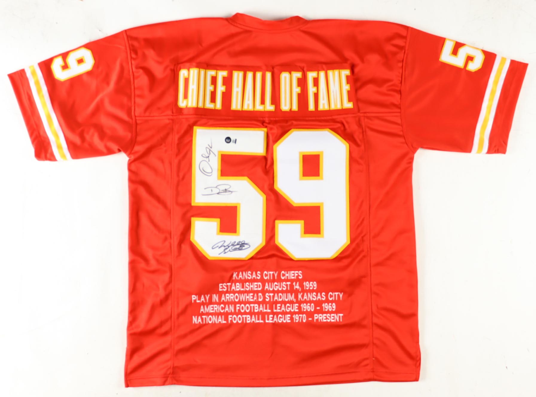 Dwayne Bowe, Derrick Johnson & Will Shields Signed Career Highlight Stat Jersey (Beckett) at PristineAuction.com Dwayne Bowe, Derrick Johnson & Will Shields Signed Career Highlight Stat Jersey (Beckett) at PristineAuction.com