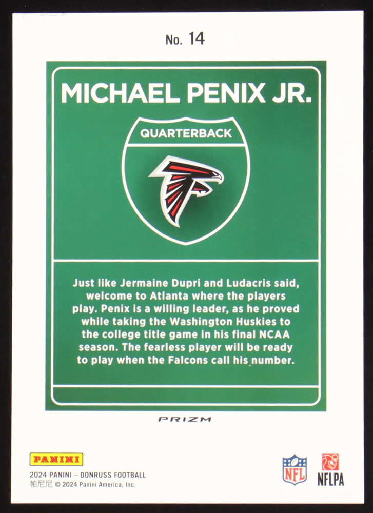 Michael Penix Jr. 2024 Donruss Downtown! Oversize #14 RC at PristineAuction.com Michael Penix Jr. 2024 Donruss Downtown! Oversize #14 RC at PristineAuction.com