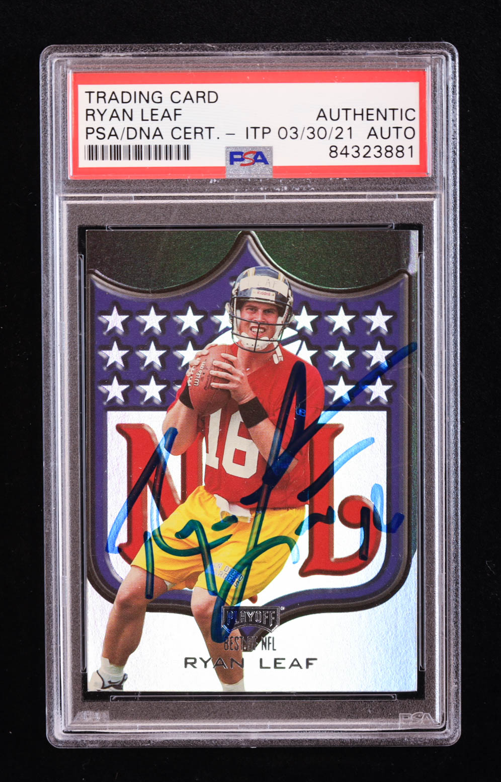 Ryan Leaf Signed 1998 Playoff Prestige Best of the NFL Non-Die Cut #24 RC (PSA) at PristineAuction.com Ryan Leaf Signed 1998 Playoff Prestige Best of the NFL Non-Die Cut #24 RC (PSA) at PristineAuction.com
