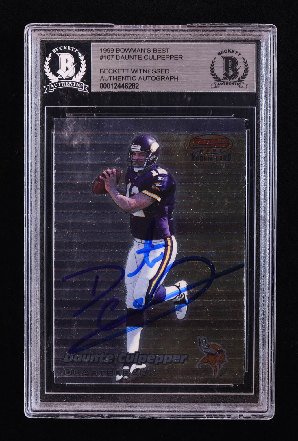 Daunte Culpepper Signed 1999 Bowman's Best #107 RC (BGS) at PristineAuction.com Daunte Culpepper Signed 1999 Bowman's Best #107 RC (BGS) at PristineAuction.com