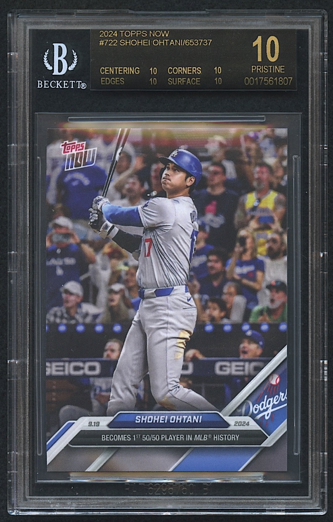 Shohei Ohtani 2024 Topps Now #722 | 50/50 Club (BGS Black Label 10) at PristineAuction.com Shohei Ohtani 2024 Topps Now #722 | 50/50 Club (BGS Black Label 10) at PristineAuction.com