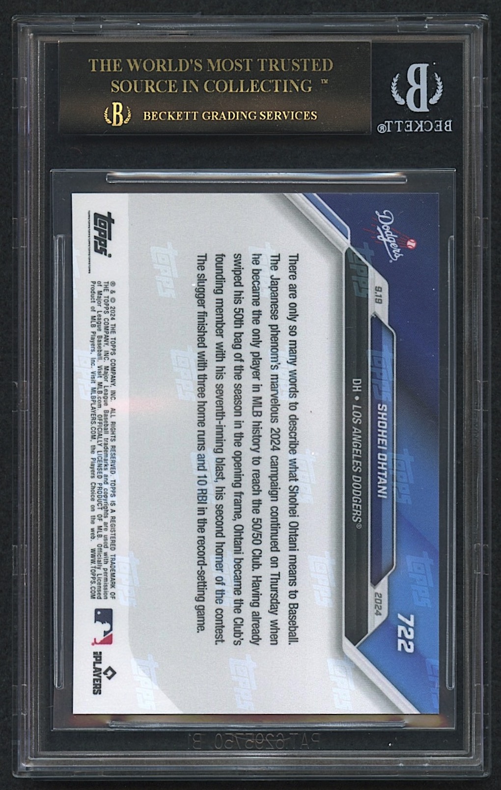 Shohei Ohtani 2024 Topps Now #722 | 50/50 Club (BGS Black Label 10) at PristineAuction.com Shohei Ohtani 2024 Topps Now #722 | 50/50 Club (BGS Black Label 10) at PristineAuction.com