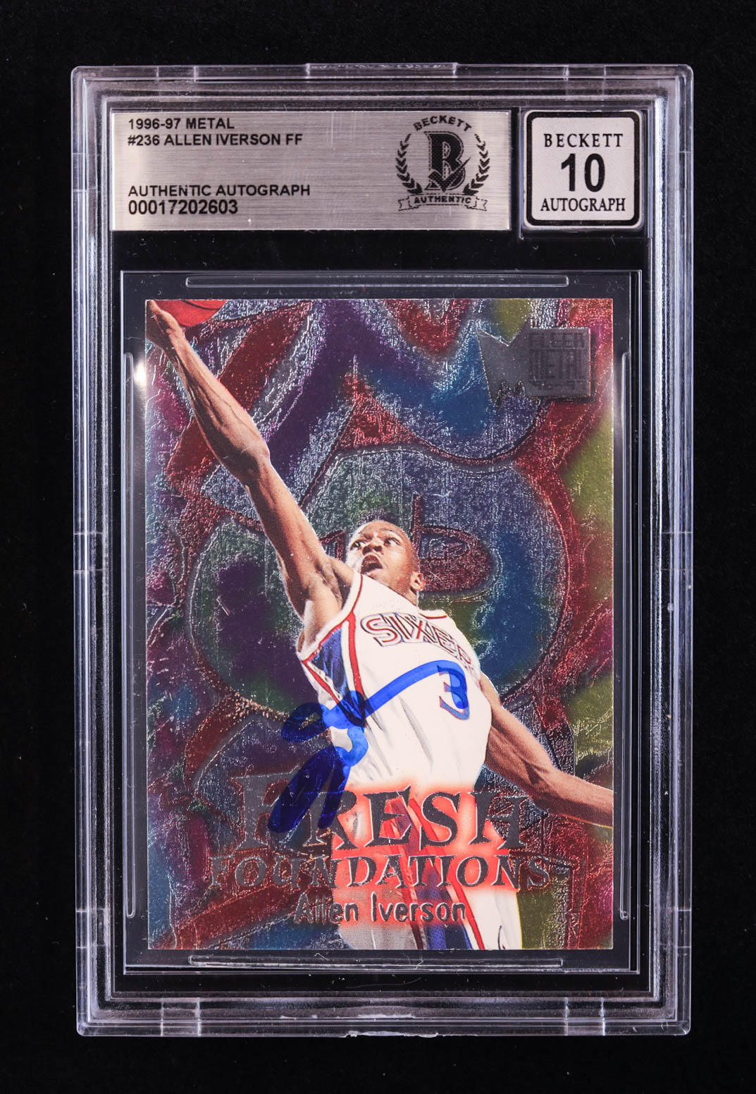 Allen Iverson Signed 1996-97 Metal #236 FF RC (BGS | Autograph Graded BGS 10) at PristineAuction.com Allen Iverson Signed 1996-97 Metal #236 FF RC (BGS | Autograph Graded BGS 10) at PristineAuction.com