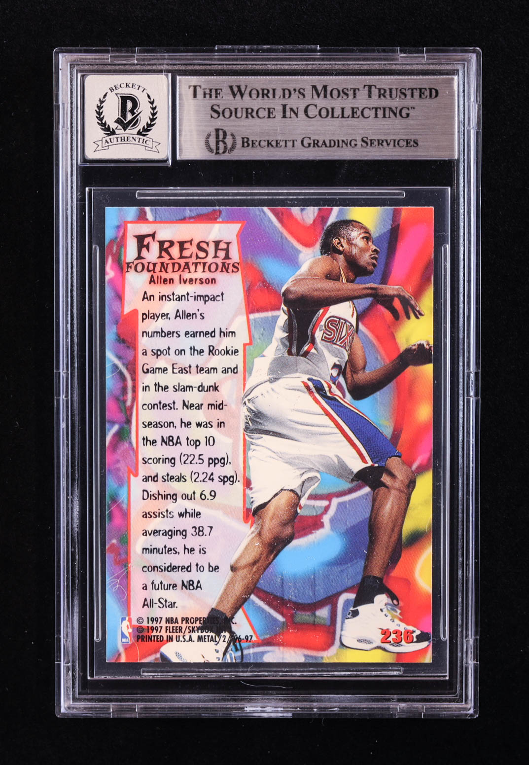 Allen Iverson Signed 1996-97 Metal #236 FF RC (BGS | Autograph Graded BGS 10) at PristineAuction.com Allen Iverson Signed 1996-97 Metal #236 FF RC (BGS | Autograph Graded BGS 10) at PristineAuction.com