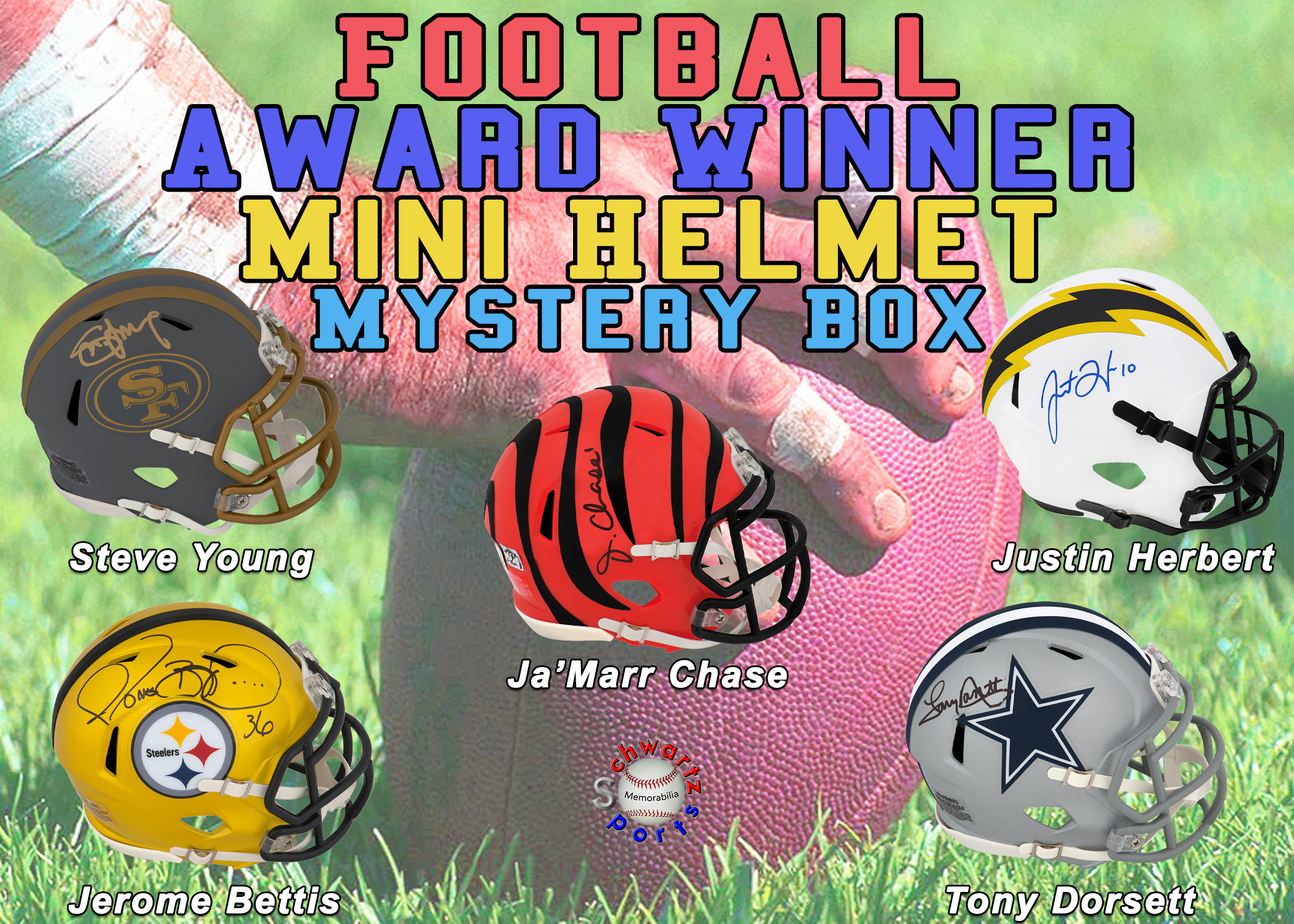 Football AWARD WINNER Signed Mini Helmet Mystery Box – Series 14 (Limited to 100) - Schwartz Sports at PristineAuction.com Football AWARD WINNER Signed Mini Helmet Mystery Box – Series 14 (Limited to 100) - Schwartz Sports at PristineAuction.com