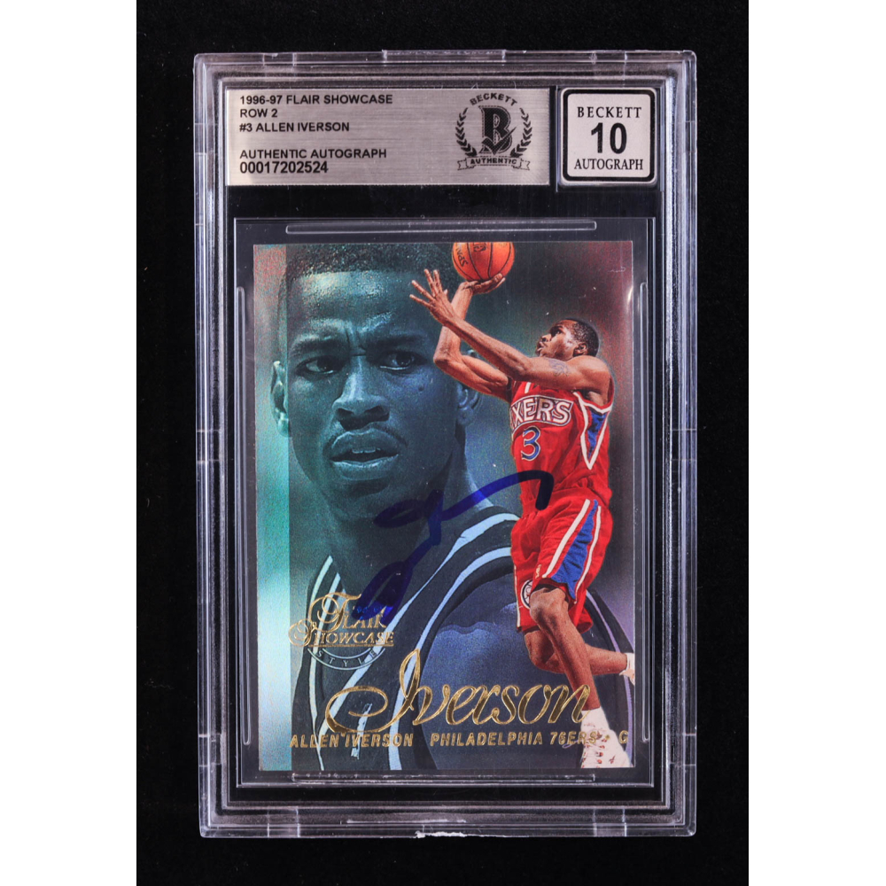 Allen Iverson Signed 1996-97 Flair Showcase Row 2 #3 RC (BGS | Autograph Graded BGS 10) at PristineAuction.com