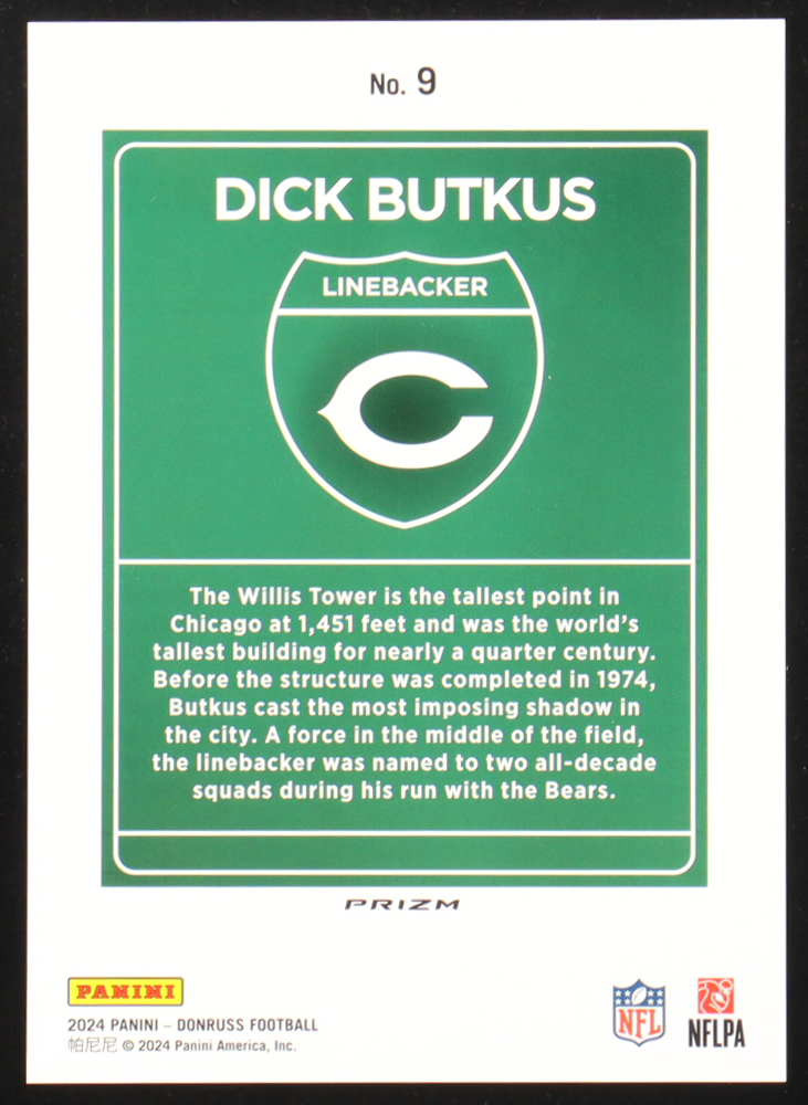 Dick Butkus 2024 Panini Donruss Football Oversized Downtown Jumbo #9 at PristineAuction.com Dick Butkus 2024 Panini Donruss Football Oversized Downtown Jumbo #9 at PristineAuction.com