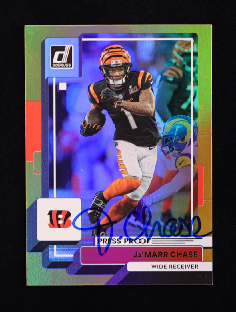 Ja'Marr Chase Signed 2022 Donruss Press Proof Premium #196 (PIA) at PristineAuction.com Ja'Marr Chase Signed 2022 Donruss Press Proof Premium #196 (PIA) at PristineAuction.com