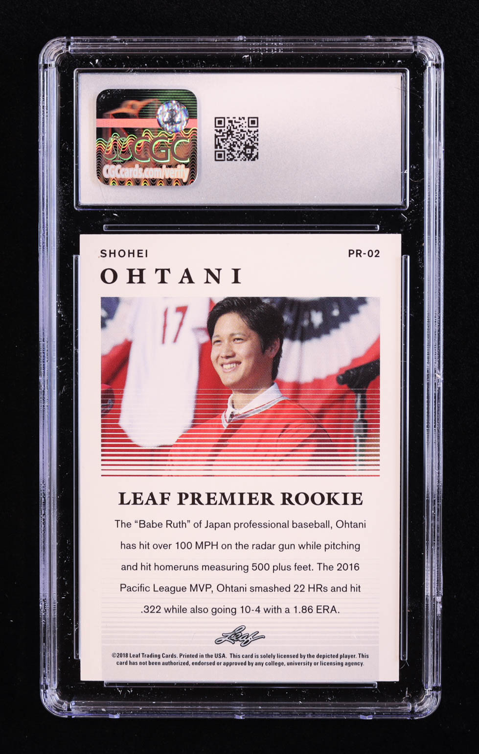 Shohei Ohtani 2018 Leaf Premier Rookies #PR02 RC (CGC 10) at PristineAuction.com Shohei Ohtani 2018 Leaf Premier Rookies #PR02 RC (CGC 10) at PristineAuction.com