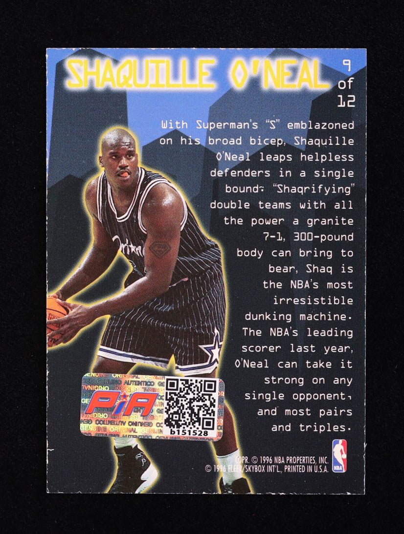 Shaquille O'Neal Signed 1995-96 Fleer Ultra Jam City #9 (PIA) at PristineAuction.com Shaquille O'Neal Signed 1995-96 Fleer Ultra Jam City #9 (PIA) at PristineAuction.com