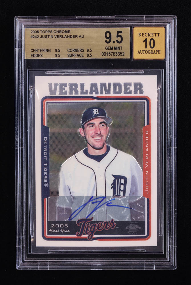Justin Verlander 2005 Topps Chrome Autographs #242 RC (BGS 9.5 | Autograph Graded 10) at PristineAuction.com Justin Verlander 2005 Topps Chrome Autographs #242 RC (BGS 9.5 | Autograph Graded 10) at PristineAuction.com