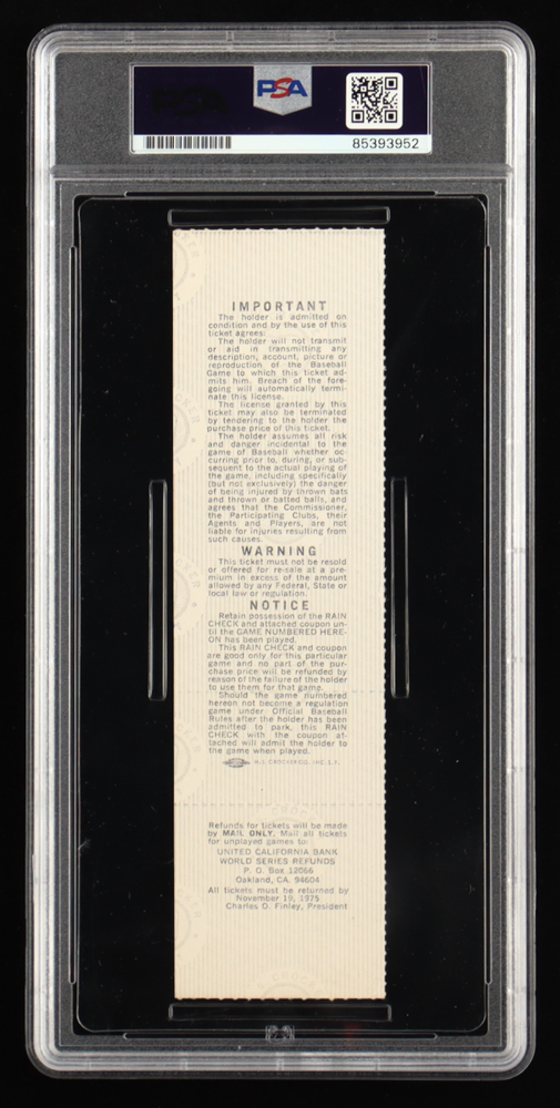 Reggie Jackson Signed 1975 World Series Game 7 Ticket (PSA | Auto Grade 9) at PristineAuction.com Reggie Jackson Signed 1975 World Series Game 7 Ticket (PSA | Auto Grade 9) at PristineAuction.com