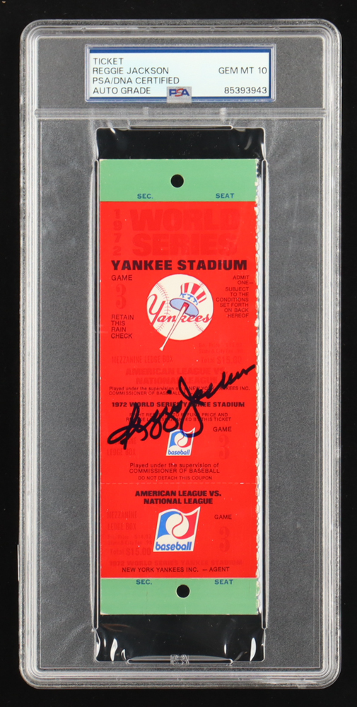 Reggie Jackson Signed 1972 World Series Game 3 Ticket (PSA | Auto Grade 10) at PristineAuction.com Reggie Jackson Signed 1972 World Series Game 3 Ticket (PSA | Auto Grade 10) at PristineAuction.com