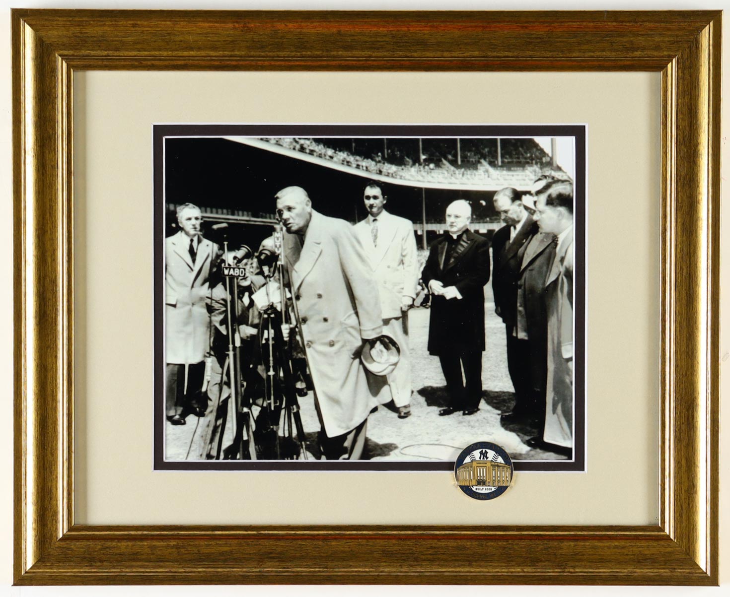 "Babe Ruth's Farewell Speech" Custom Framed Photo Display with Yankee Stadium Commemorative Pin at PristineAuction.com "Babe Ruth's Farewell Speech" Custom Framed Photo Display with Yankee Stadium Commemorative Pin at PristineAuction.com