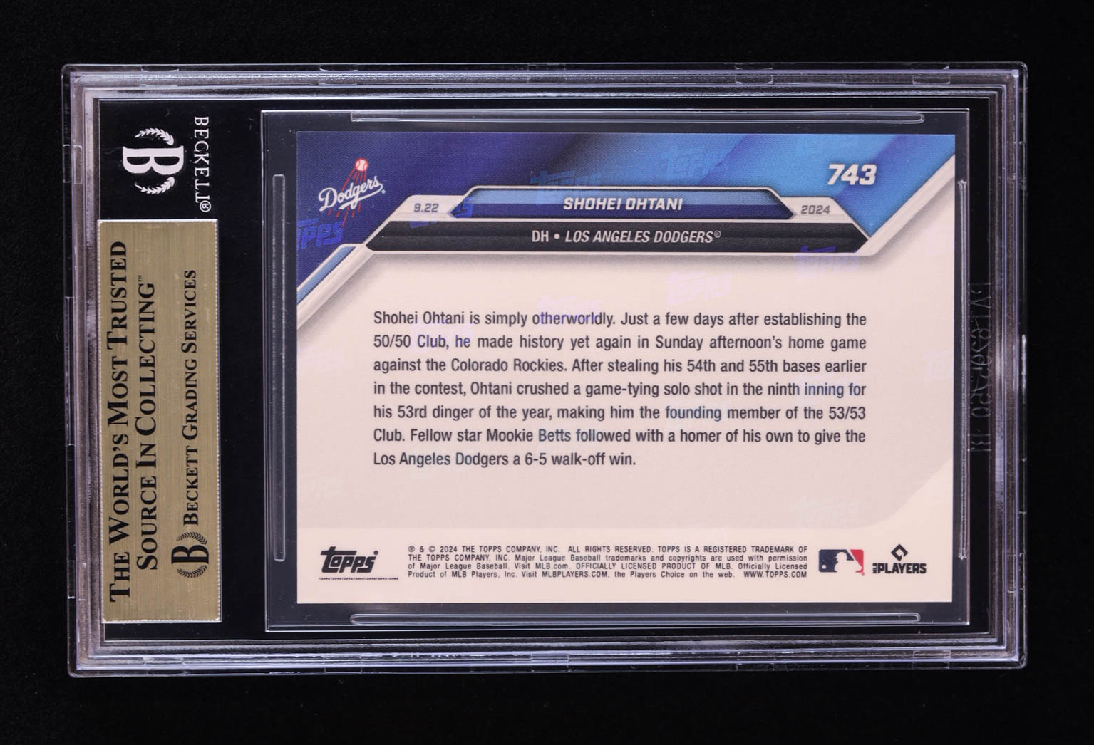 Shohei Ohtani 2024 Topps Now #743 (BGS 9.5) at PristineAuction.com Shohei Ohtani 2024 Topps Now #743 (BGS 9.5) at PristineAuction.com