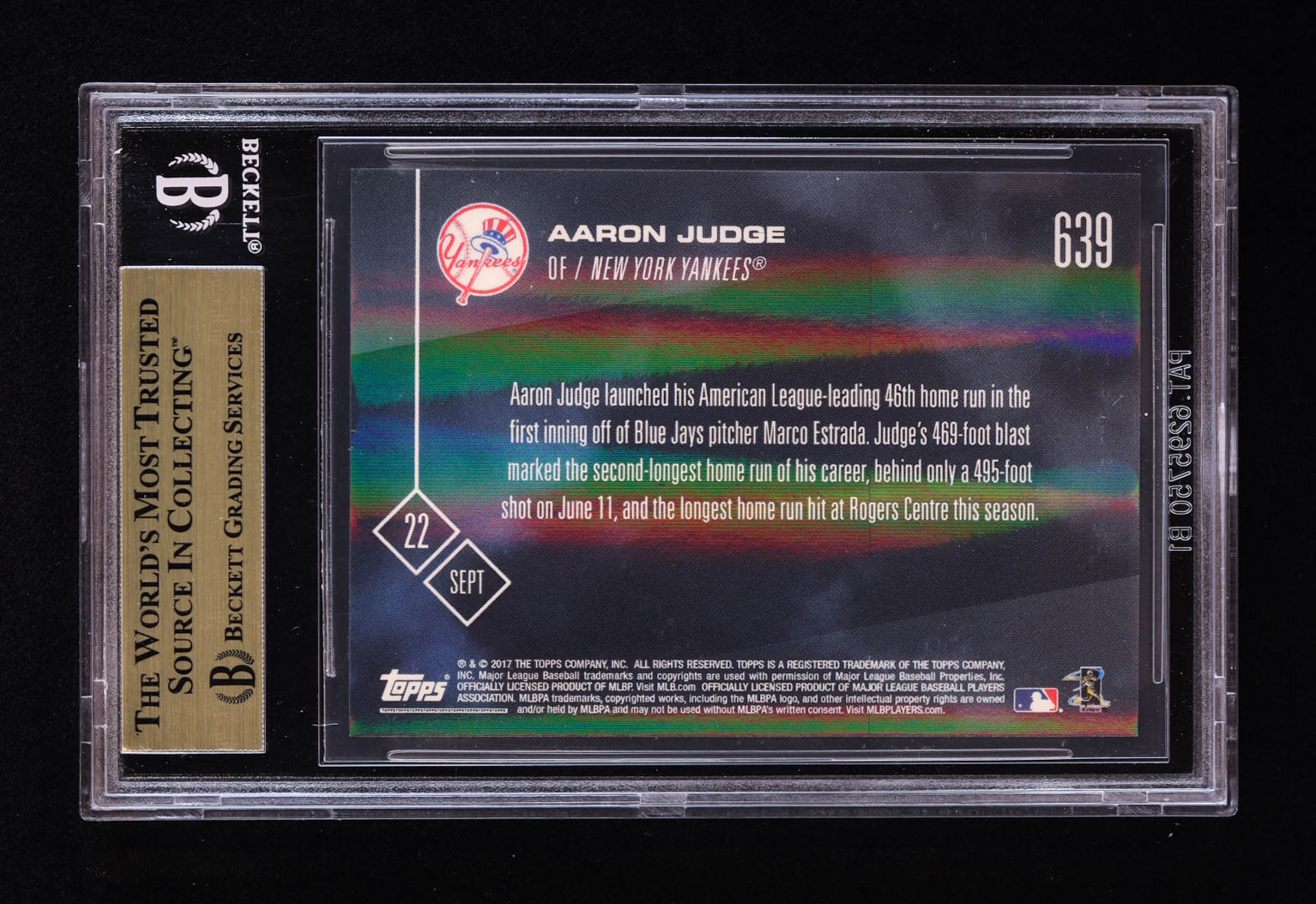Aaron Judge 2017 Topps Now #639 RC (BGS 9.5) at PristineAuction.com Aaron Judge 2017 Topps Now #639 RC (BGS 9.5) at PristineAuction.com