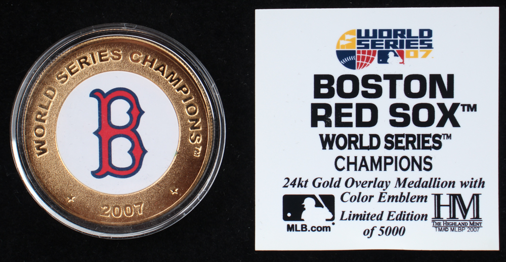 2007 LE World Series Champions Red Sox 24KT Gold Plated Commemorative Medallion (Highland Mint) at PristineAuction.com 2007 LE World Series Champions Red Sox 24KT Gold Plated Commemorative Medallion (Highland Mint) at PristineAuction.com