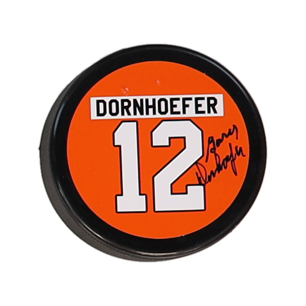 Gary Dornhoefer Signed Flyers Logo Hockey Puck (JSA) at PristineAuction.com
