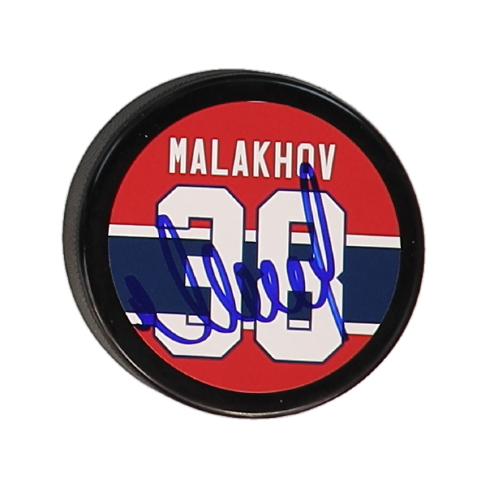 Vladimir Malakhov Signed Canadiens Logo Hockey Puck (JSA) at PristineAuction.com