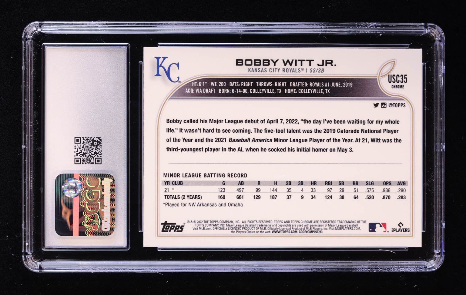 Bobby Witt Jr. 2022 Topps Chrome Update #USC35 RC (CGC 10) at PristineAuction.com Bobby Witt Jr. 2022 Topps Chrome Update #USC35 RC (CGC 10) at PristineAuction.com