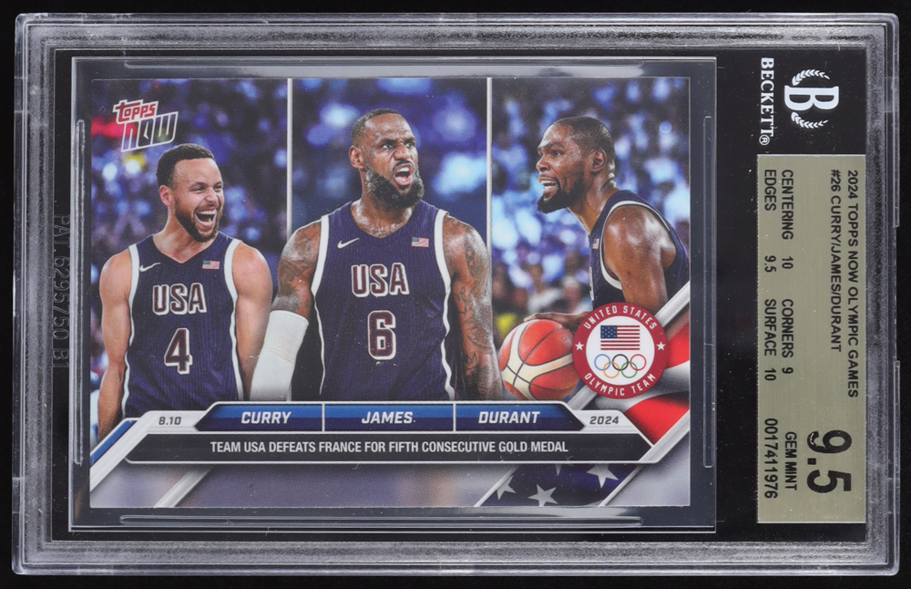 Stephen Curry / LeBron James / Kevin Durant 2024 Topps Now Olympic Games #26 (BGS 9.5) at PristineAuction.com Stephen Curry / LeBron James / Kevin Durant 2024 Topps Now Olympic Games #26 (BGS 9.5) at PristineAuction.com