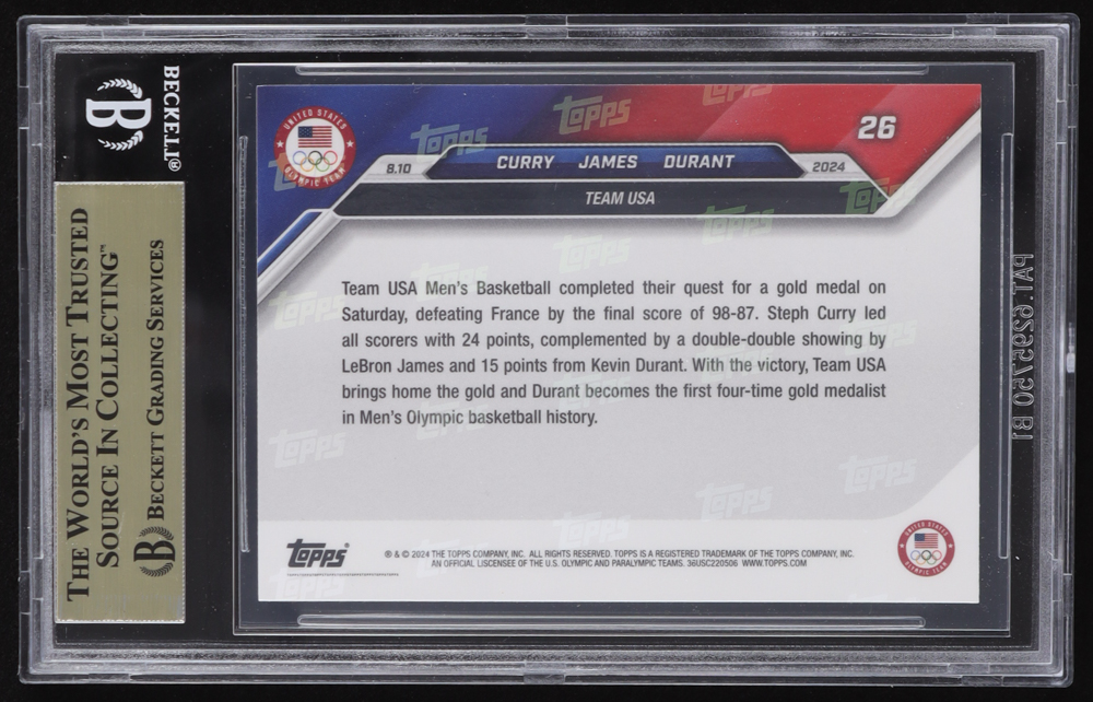 Stephen Curry / LeBron James / Kevin Durant 2024 Topps Now Olympic Games #26 (BGS 9.5) at PristineAuction.com Stephen Curry / LeBron James / Kevin Durant 2024 Topps Now Olympic Games #26 (BGS 9.5) at PristineAuction.com